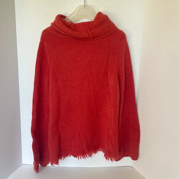 Anthropologie Turtleneck Wool Blend Sweater Womens Medium Bell Sleeve Fringe - Picture 3 of 12